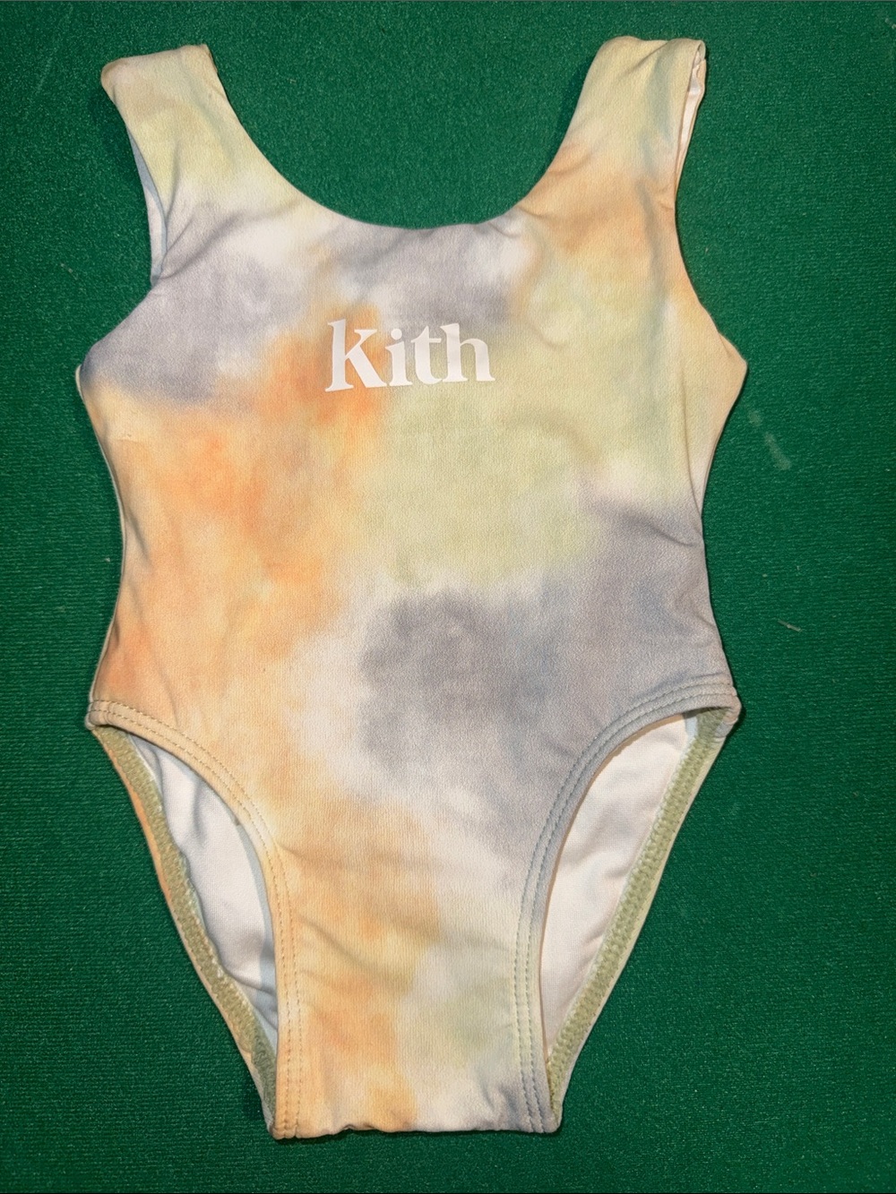 BABY Kith Pastel Tie-Dye One-Piece Swimsuit - Yellow, Orange, Gray
